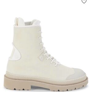 Salvatore Ferragamo White Lace-Up Combat Boots